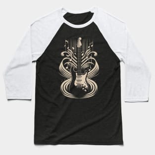 Sculpted Sound: Abstract Guitar Illustration with 3D Depth on Tee Baseball T-Shirt